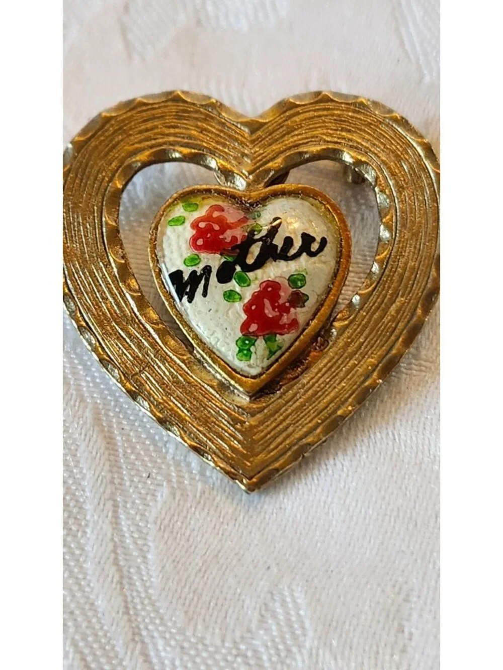 Vintage Gold-Tone Mother’s Pins MOP Enamel Rhinestones Mothers Day